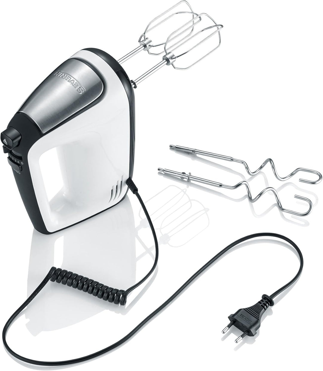 SEVERIN Handmixer, Handrührgerät mit 5 Geschwindigkeitsstufen, praktischer Handrührer mit 2 Edelstah
