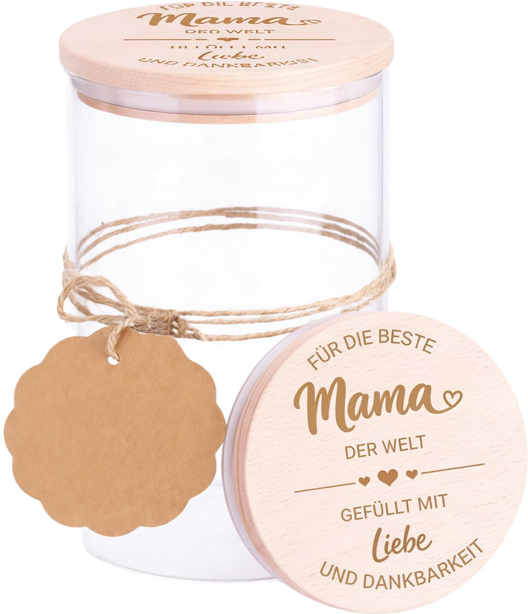 Mama Geschenk, Glasdose mit Holzdeckel 800ml, Mama Geburtstagsgeschenk, Muttertagsgeschenk, Geschenk