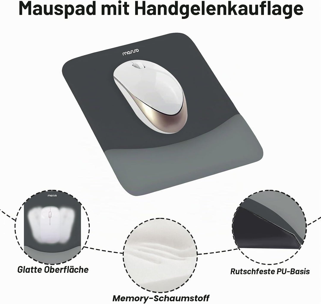 MOSISO Handballenauflage für Mauspad &amp; Tastatur Set – Rechteckig Ergonomisches Mauspad &amp; Handauflage