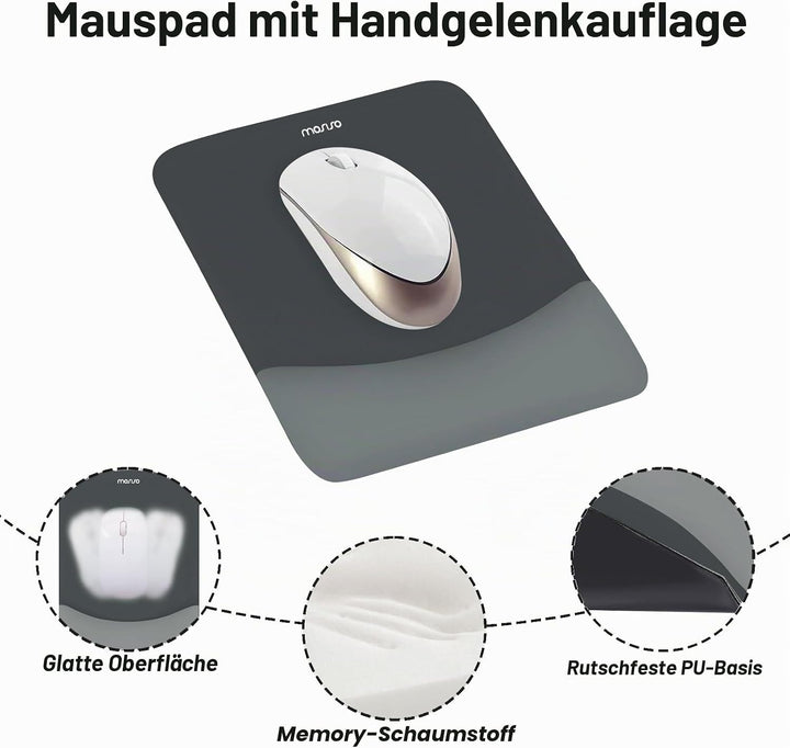 MOSISO Handballenauflage für Mauspad &amp; Tastatur Set – Rechteckig Ergonomisches Mauspad &amp; Handauflage