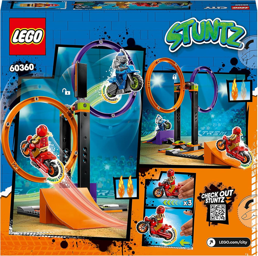 LEGO 60360 City Stuntz Kreisende Reifen-Challenge, 1 oder 2 Spieler Wettbewerbe mit selbstfahrendem
