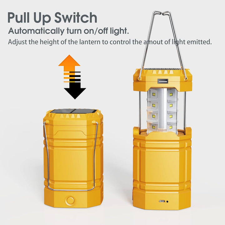 Solar Camping Laternen Wiederaufladbare mit Handkurbel, LED-Taschenlampe Lampe ohne Stromanschluss,