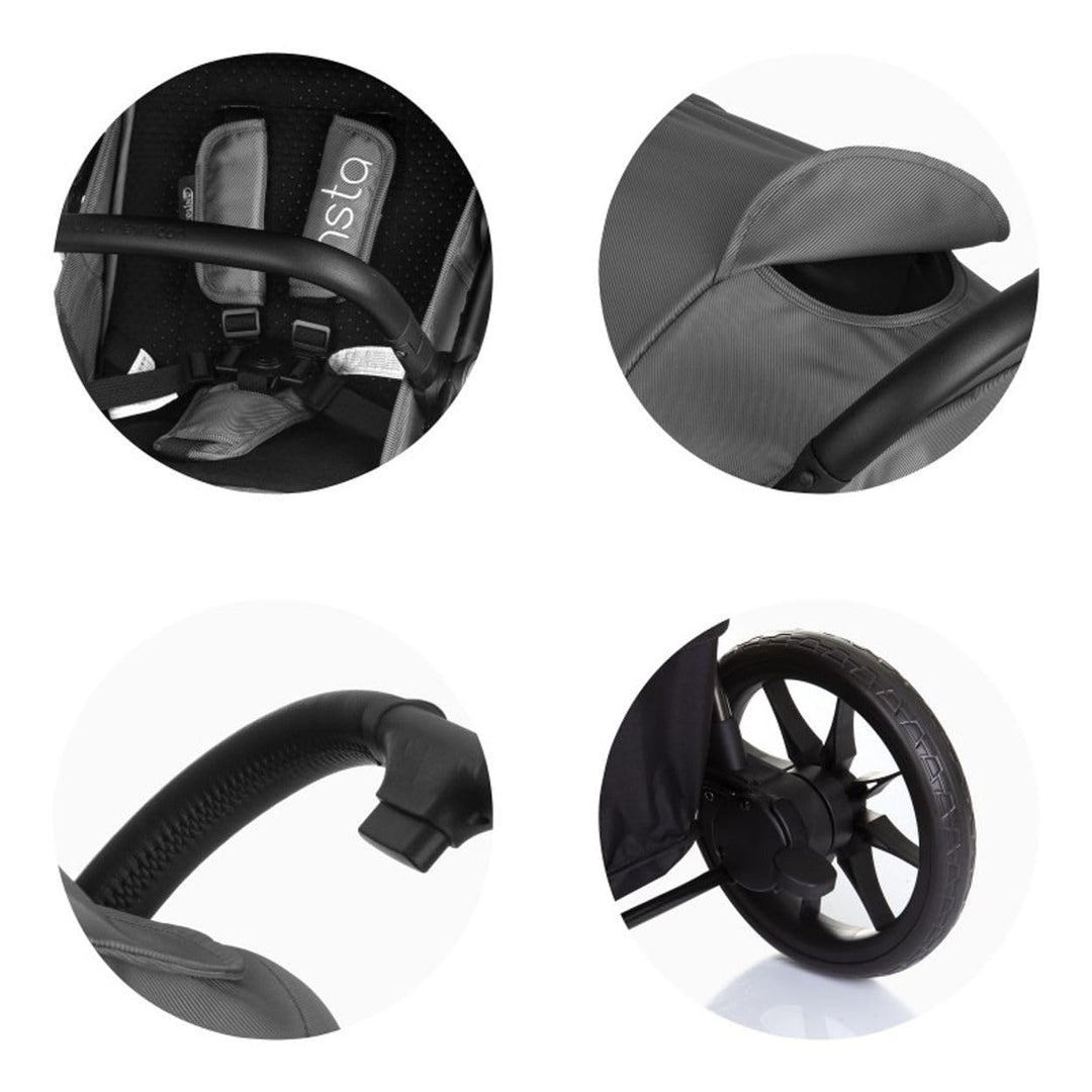 Chipolino Kinderwagen Buggy Insta, Fussabdeckung, Federung, Korb, Gurt, klappbar grau, grau