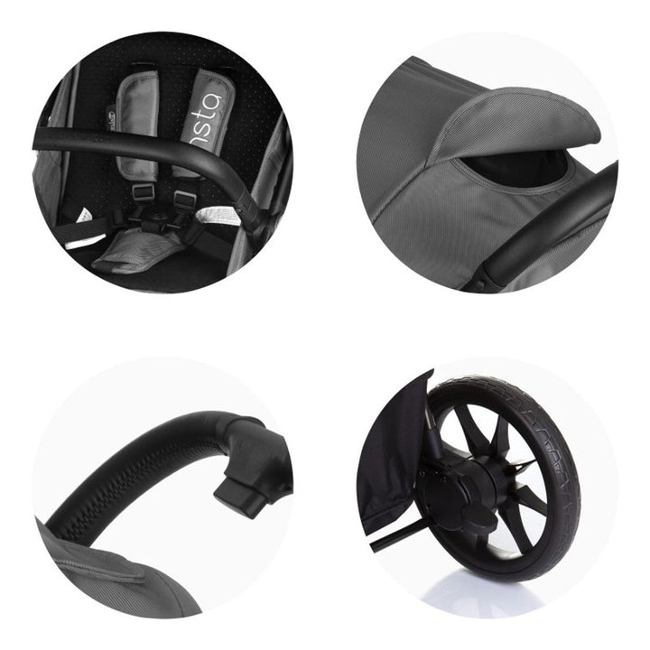 Chipolino Kinderwagen Buggy Insta, Fussabdeckung, Federung, Korb, Gurt, klappbar grau, grau