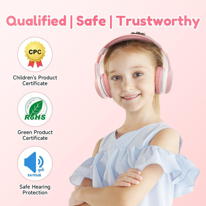 EarFun Bluetooth Kopfhörer Kinder, 85/94dB Lautstärkeregelung, HiFi Sound, HD-Mikrofon, 40 Std Akku,
