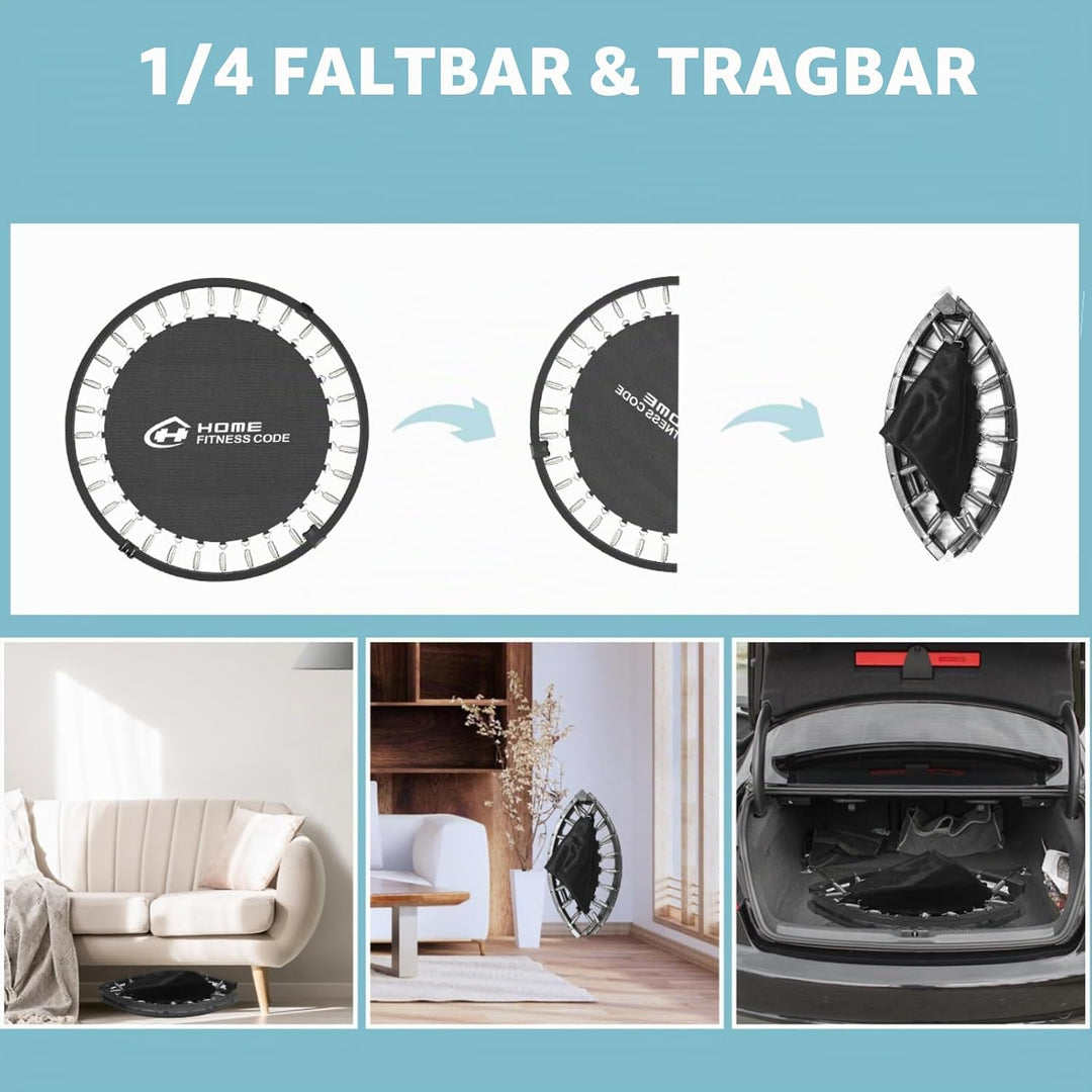 Faltbares Mini-Fitness-Trampolin-Rebounder für Erwachsene und Kinder, 150 kg Kapazität, rutschfester