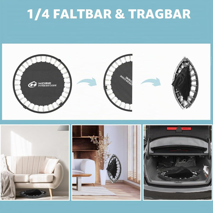 Faltbares Mini-Fitness-Trampolin-Rebounder für Erwachsene und Kinder, 150 kg Kapazität, rutschfester