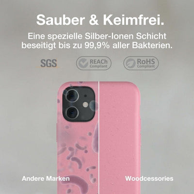 Woodcessories - Antibakterielle Bio Hülle kompatibel mit iPhone 11 Hülle pink, iPhone XR Hülle pink