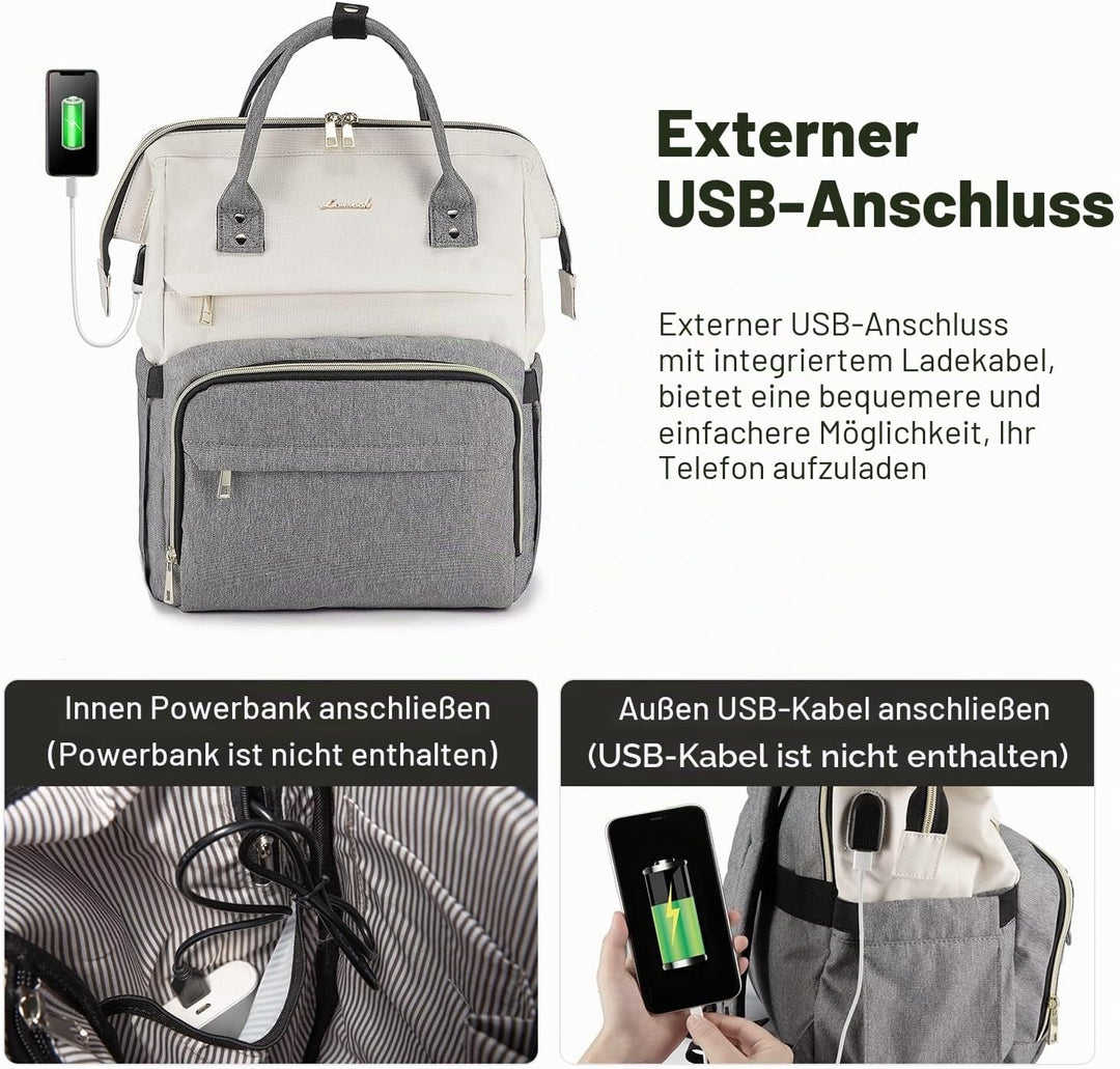 LOVEVOOK Laptop Rucksack Damen 15,6 Zoll, Gross Schulrucksack Teenager, Rucksack Handgepäck, Wasserd