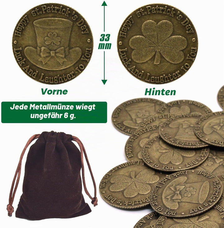 ZUCOS St. Patrick's Day-Münzen, Goldmünzen-Set, Metall Goldtaler Deko Dublonen für DND Brettspiele,