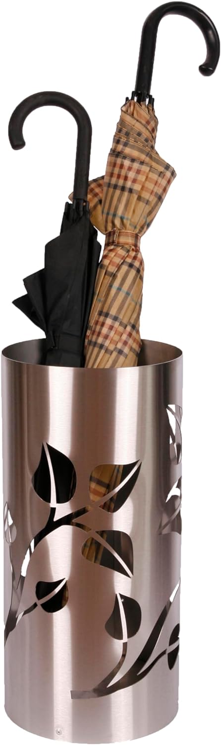 Regenschirmständer Design Leaves, 49 x Ø 22,5 cm, Edelstahl mattiert, Marke: Szagato, Made in German