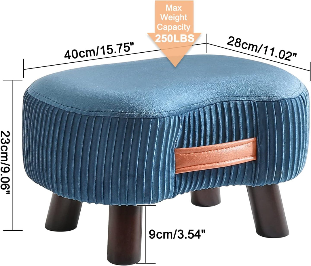 YMYNY Fusshocker, Sitzbank mit Griff, Gebogener Tritthocker mit weichem Sitzkissen, Gepolsterter Hoc