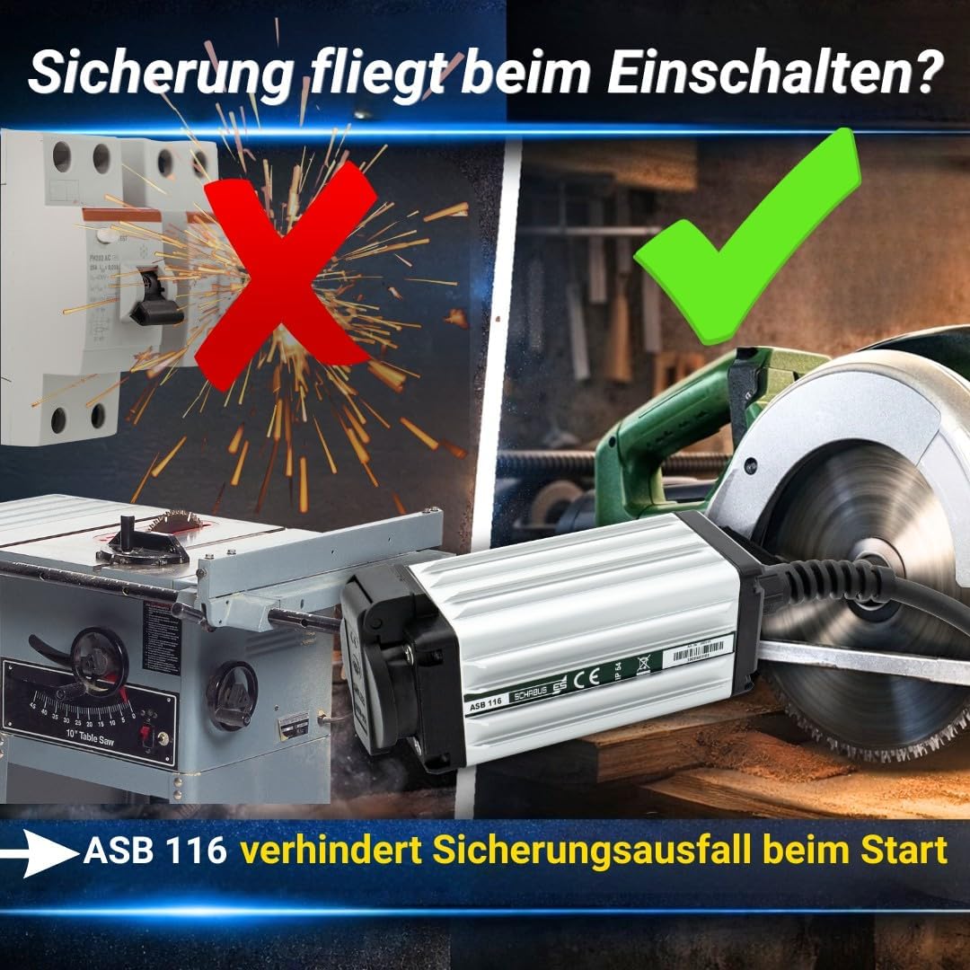 Schabus 300116 Anlaufstrombegrenzer Schwarz, Aluminium IP54