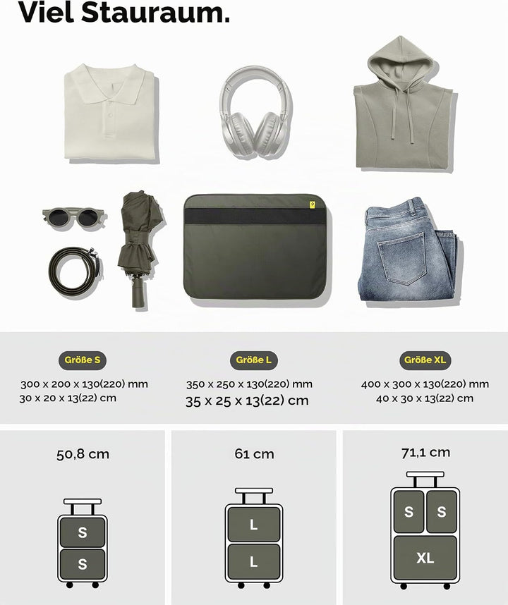 Spigen Life Packing Cube Packwürfel Koffer Organizer Set Packtaschen mit Kompression und Reissversch