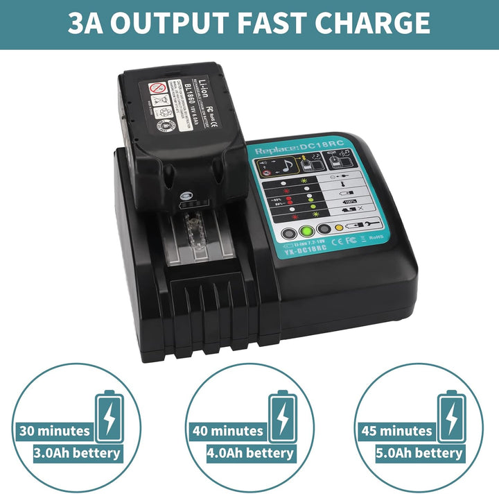 3A Ladegerät für Makita 18V Akku DC18RC 14.4-18V für BL1850 BL1860B BL1830B BL1840B Li-Ion Akku Ersa