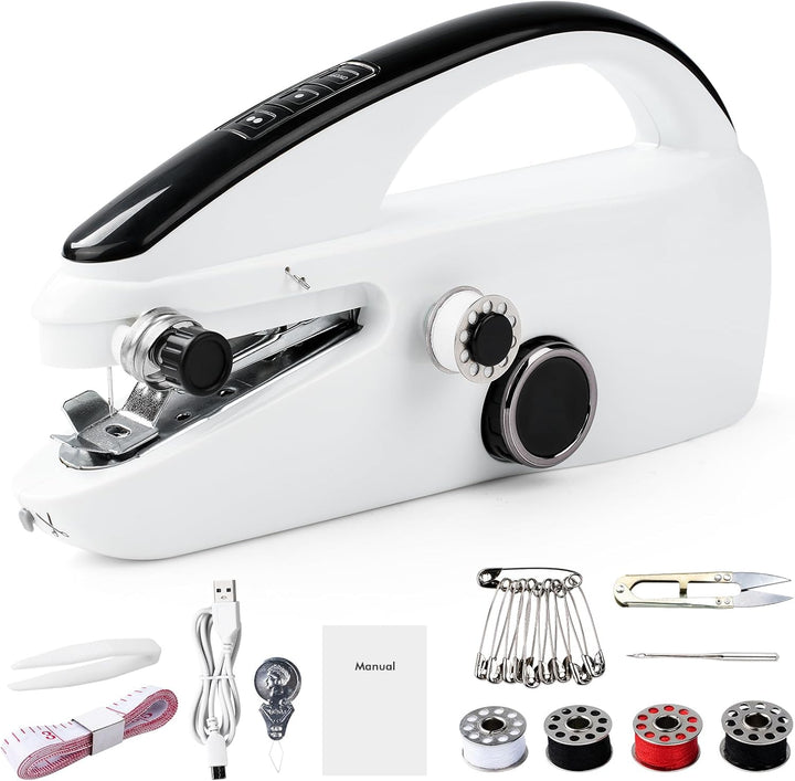 Handnähmaschine,Tragbare Mini Elektrische Nähmaschine mit Nähzubehör für Anfänger, Einfach Zu Bedien