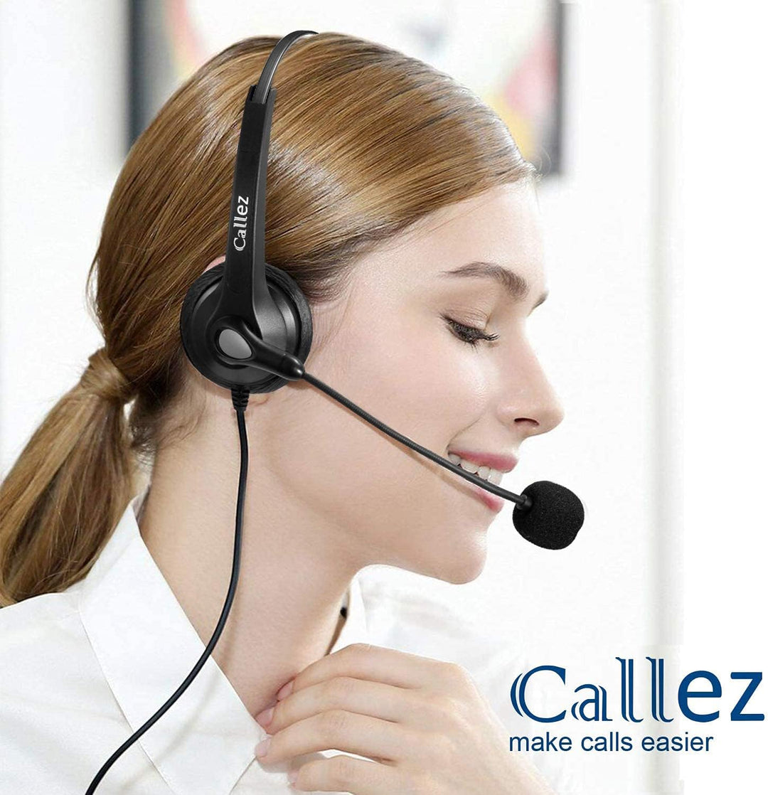 Telefon Headset RJ9 mit Mikrofon Noise Cancelling, Festnetztelefon Kopfhörer für Gigaset DA710 Polyc