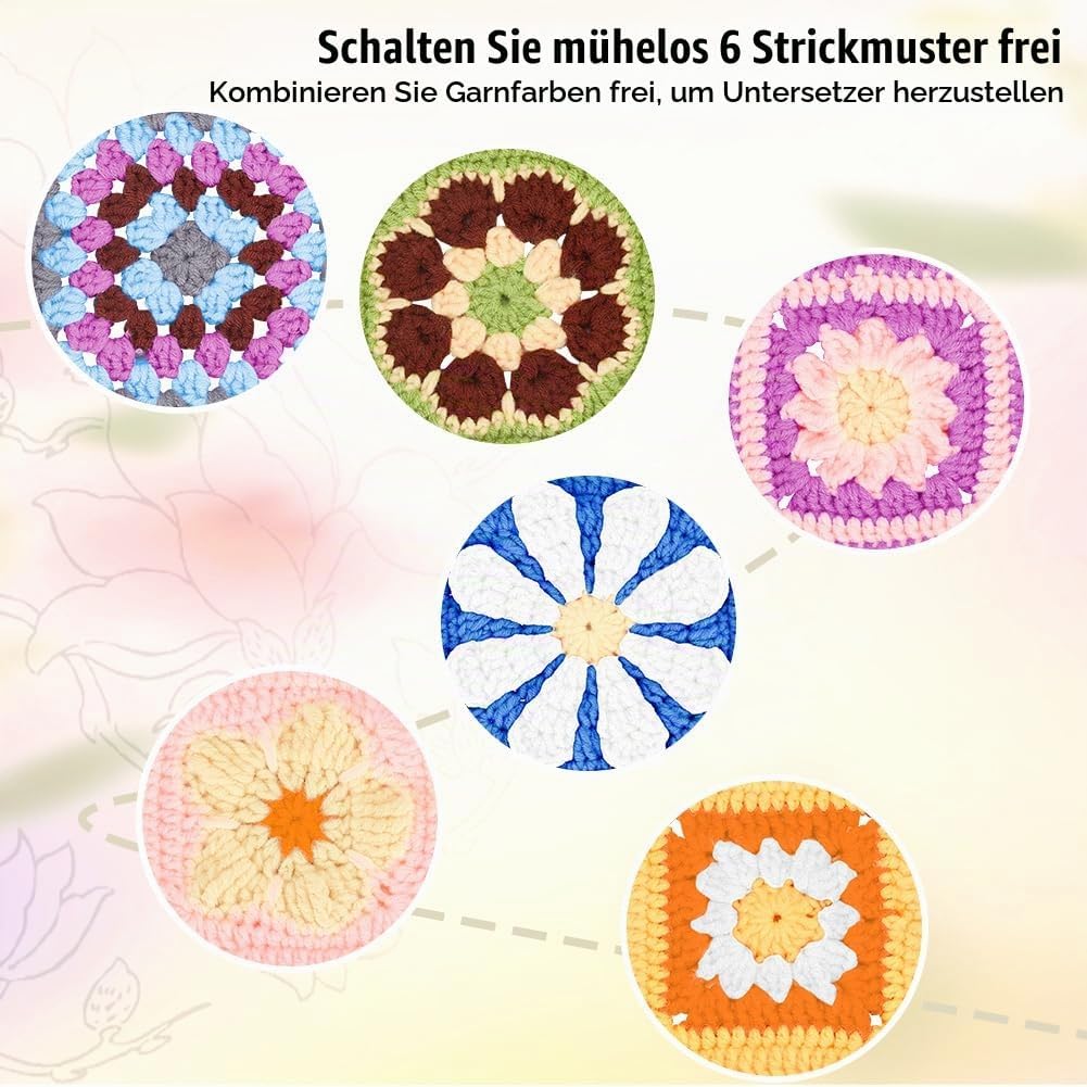 ORIGACH 6 in 1 Granny Square Häkelset Für Anfänger, DIY Starter Häkelset Für Erwachsene Mit Häkelblo