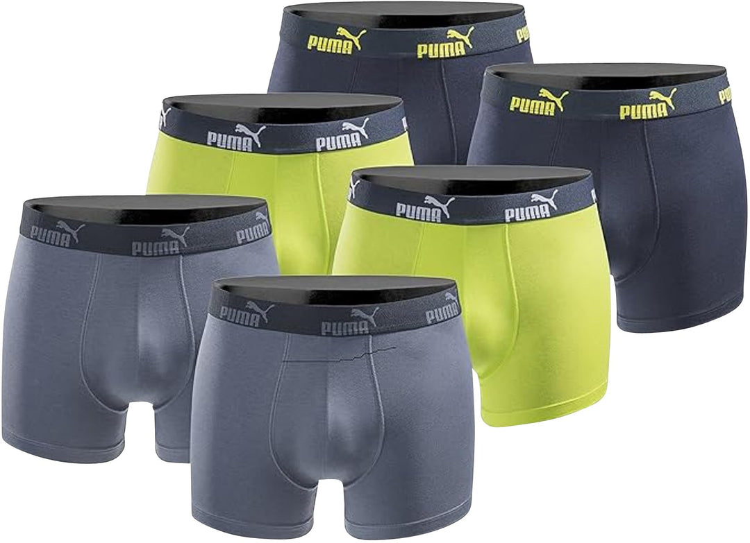 PUMA Boxershort 6er Pack Herren Basic Black Limited Edition Blue Lime Power XXL, Blue Lime Power XXL