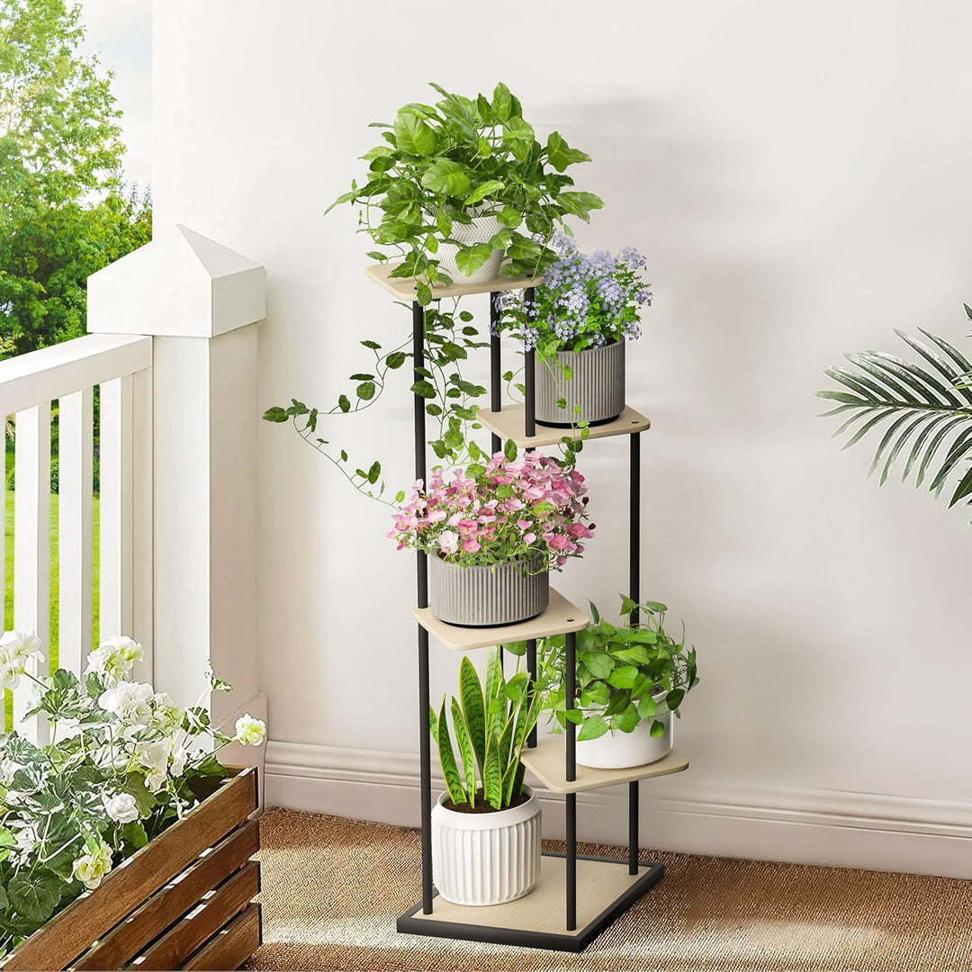 Ribelli 5 Etagen Pflanzenständer, Blumenständer 106 cm, Blumentreppe Blumenregal Pflanzentreppe aus