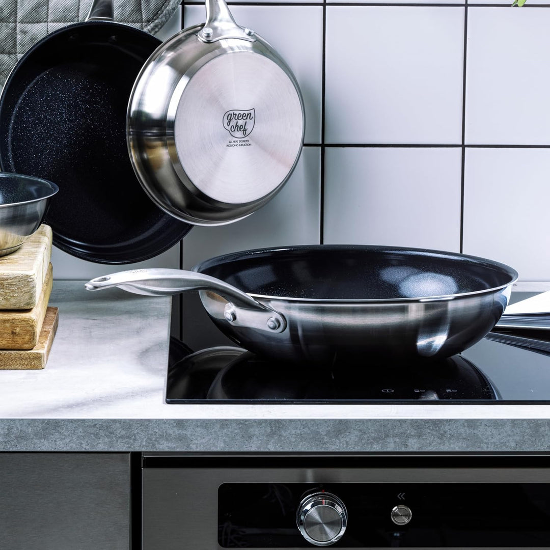 GreenChef Profile Plus Gesunde Keramik Bratpfanne aus Antihaft-Edelstahl, 28 cm, PFAS-frei, Induktio