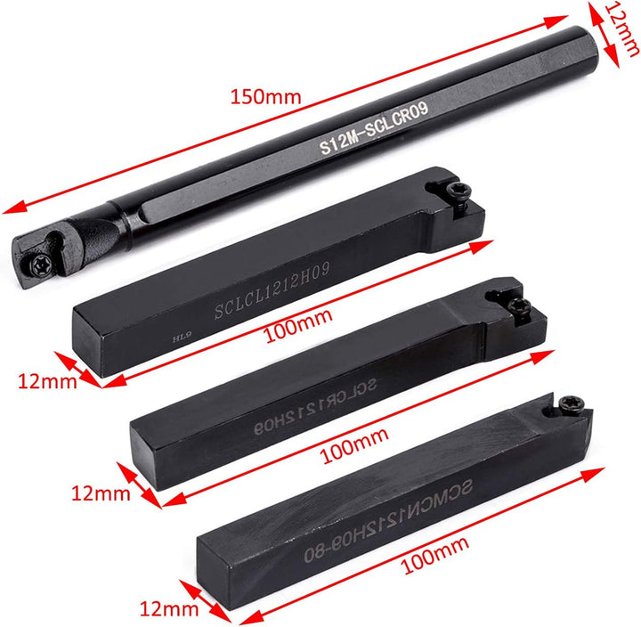 Maizoon CNC-Drehbank-Werkzeughalter, 4 Stück, S12M-SCLCR09 SCLCR1212H09 SCLCL1212H09 SCMCN1212H09 +