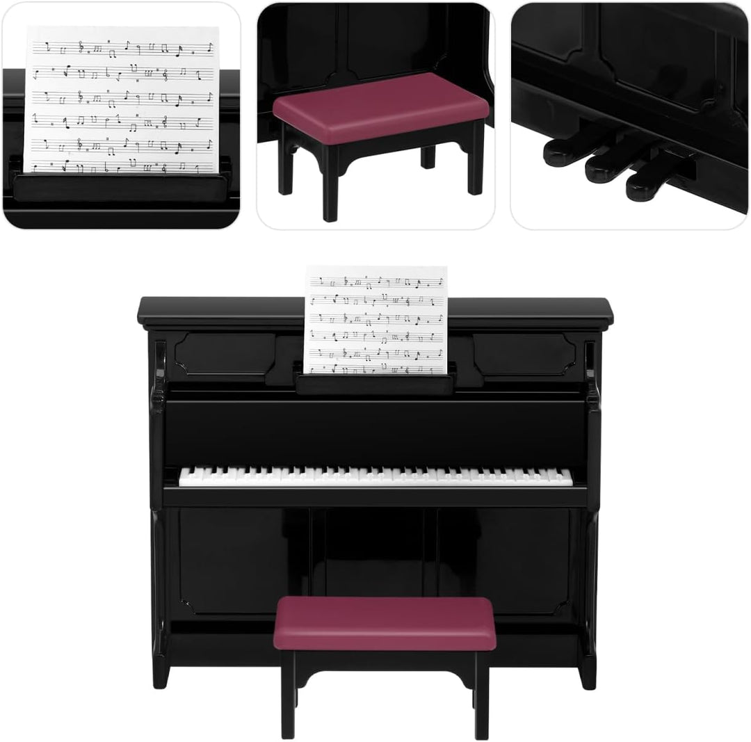 Toddmomy Klavier Miniatur Deko, Miniature Piano &amp; Hocker FüR Puppenhaus ZubehöR Micro Landschaft Fee