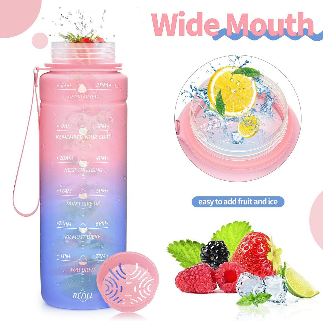 Sport Trinkflasche 2l, 1,5l, 1l, 700ml, 500ml Trinkflasche Kinder Auslaufsicher, Motivierende Wasser