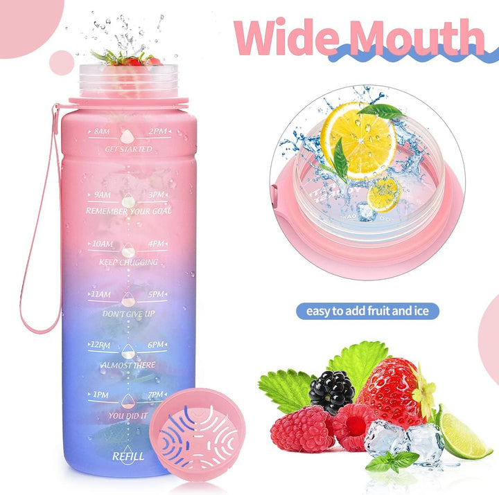 Sport Trinkflasche 2l, 1,5l, 1l, 700ml, 500ml Trinkflasche Kinder Auslaufsicher, Motivierende Wasser