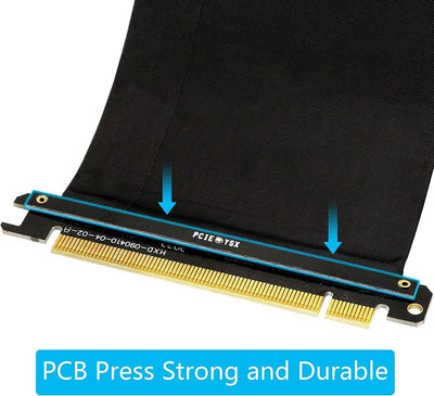 PCI Express 3.0 16X Extender Riser Cable, Anti-interference EMI Material, Black, 180 Degree Cable, 2