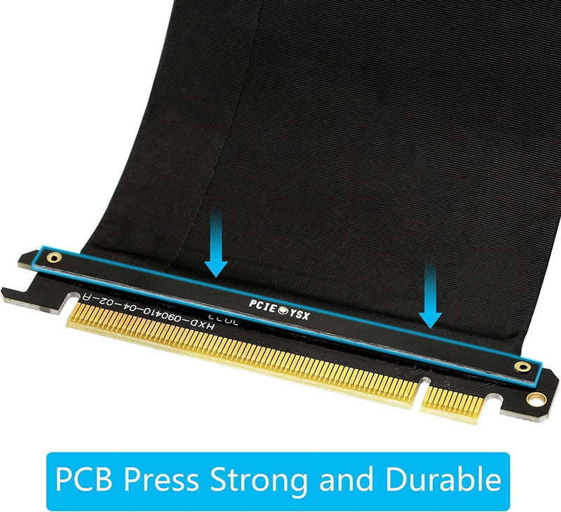 PCI Express 3.0 16X Extender Riser Cable, Anti-interference EMI Material, Black, 180 Degree Cable, 2