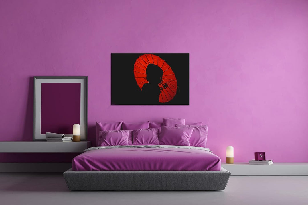 deyoli asiatischer Sonnenschirm Format: 80x60 als Leinwandbild, Motiv fertig gerahmt auf Echtholzrah