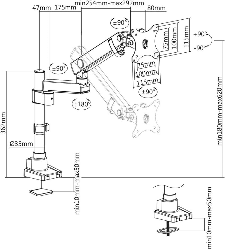V7 DMPRO2TA-3NMonitor Mount Professional Touch Adjust