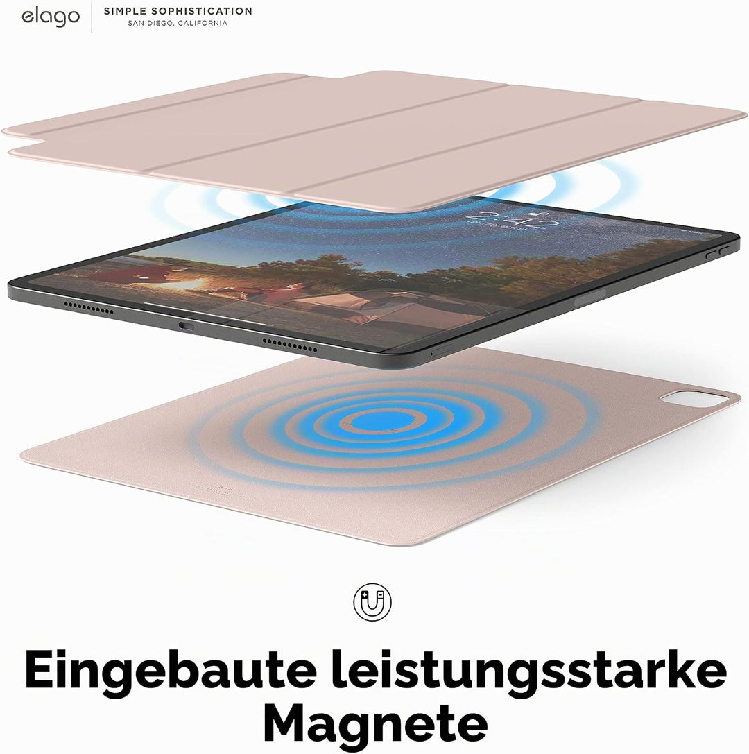 elago Magnetisches Folio Hülle Kompatibel mit iPad Pro 12.9" 6., 5., 4. Gen - Rückwand kann an Metal