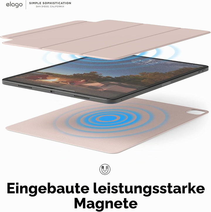 elago Magnetisches Folio Hülle Kompatibel mit iPad Pro 12.9" 6., 5., 4. Gen - Rückwand kann an Metal