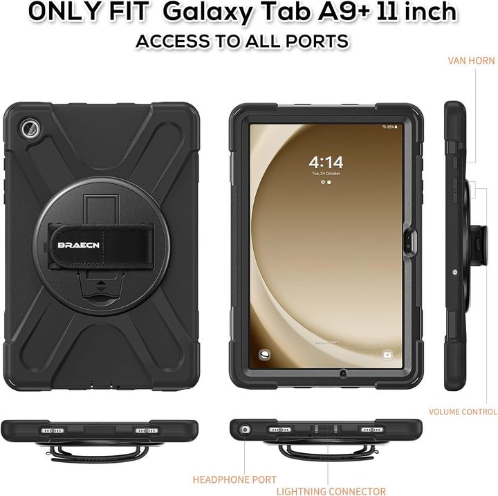 BRAECN für Samsung Galaxy Tab A9+ Plus Hülle 11 Zoll 2023, Stossfeste Robuste Tragbare Schutzhülle m