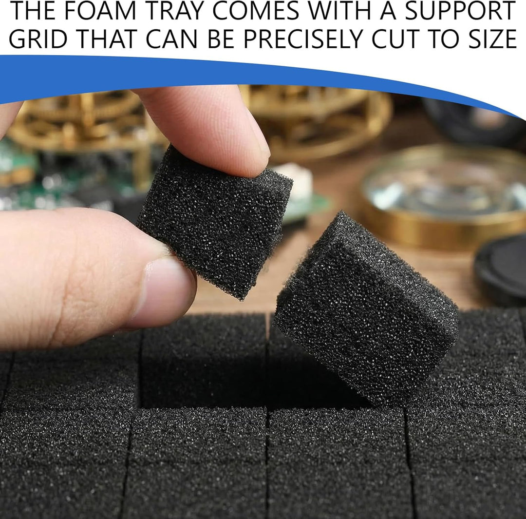 Rasterschaumstoff 400x300x25mm | 2er-Pack 50D Hochdichter Würfelschaum für Werkzeugkoffer & Kamerako