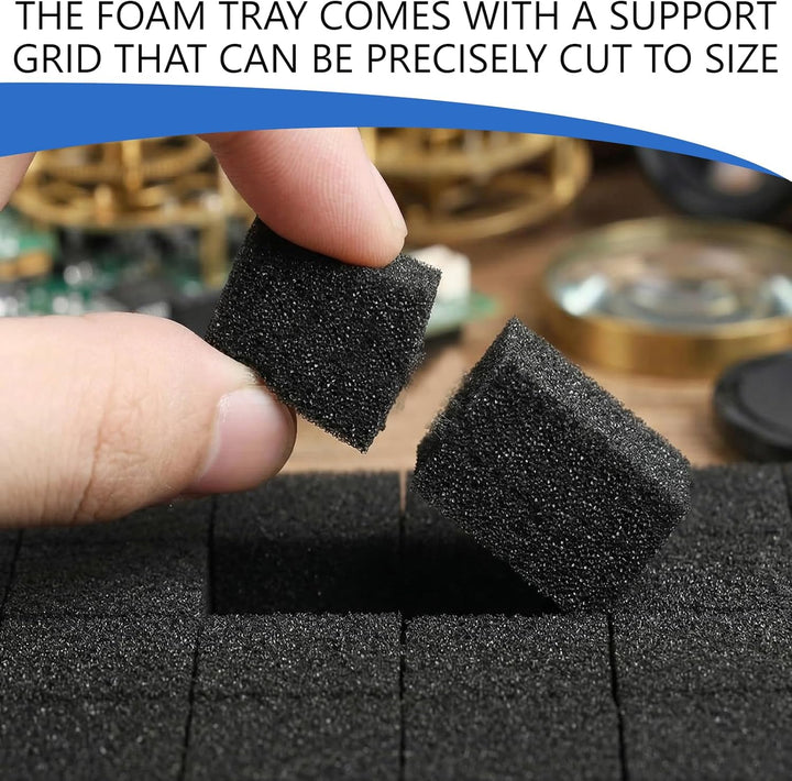 Rasterschaumstoff 400x300x25mm | 2er-Pack 50D Hochdichter Würfelschaum für Werkzeugkoffer & Kamerako