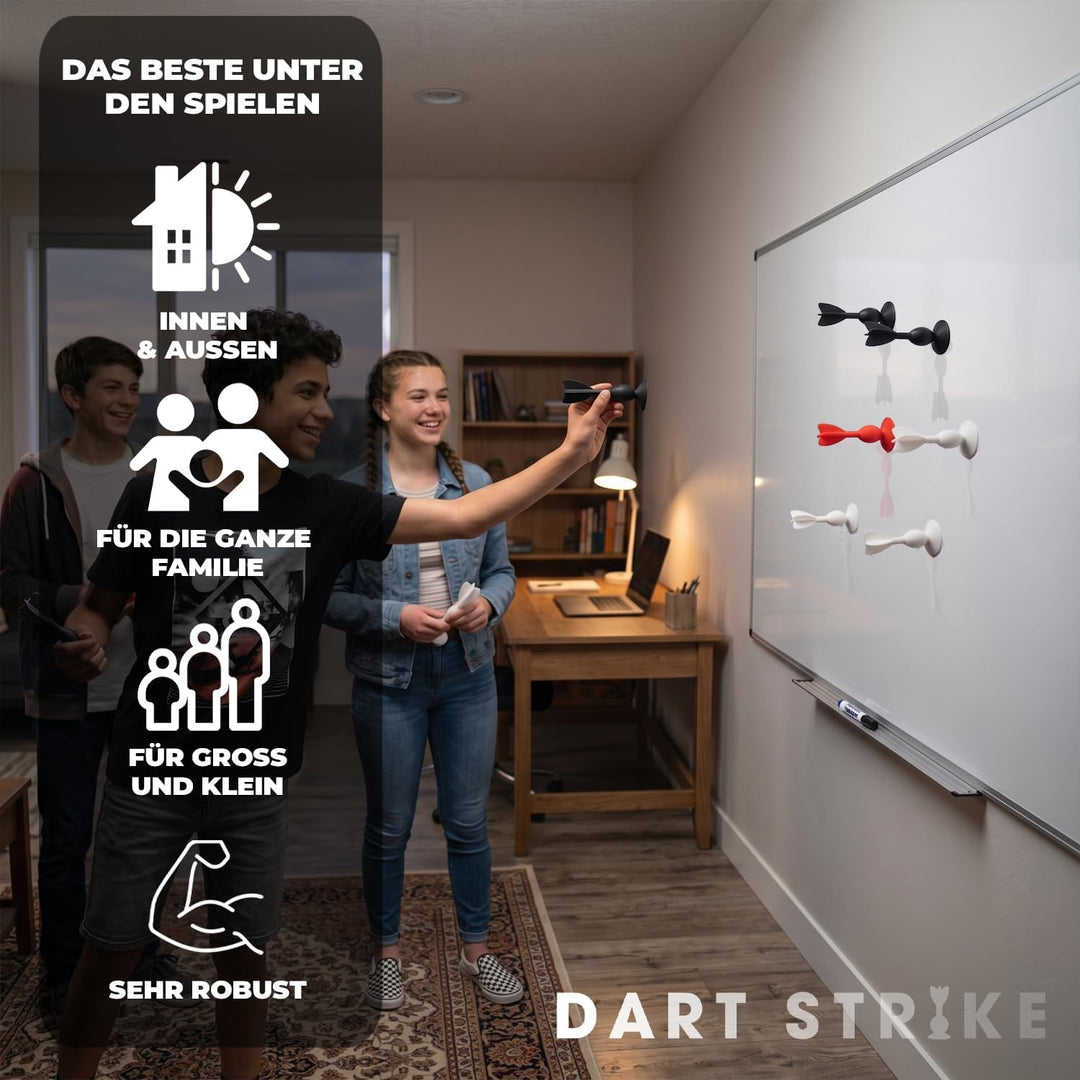 Dart Strike® | Mix Spiel Dart mit Saugnäpfen & Petanque | 11 Silicone Multi Surface Darts + Bag | Ki