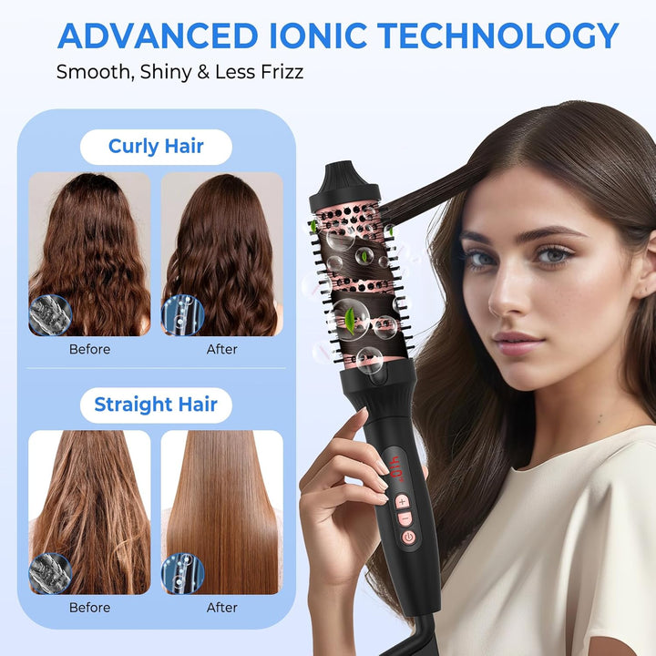 Thermal Brush, Wärmebürste Thermobürste 38mm, UKLISS Rundbürste LCD-Anzeige 120-210℃, Leichte Heat B
