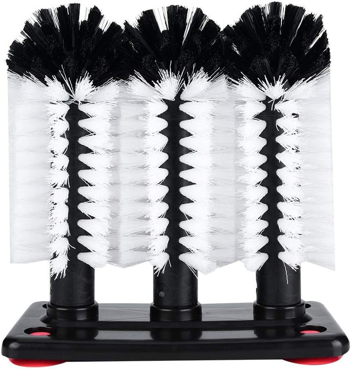 Dreifach-Glasbecher-Waschbürsten, 3 Bürsten Bar Glasbecher-Waschmaschine für Spüle mit Saugnapf-Basi