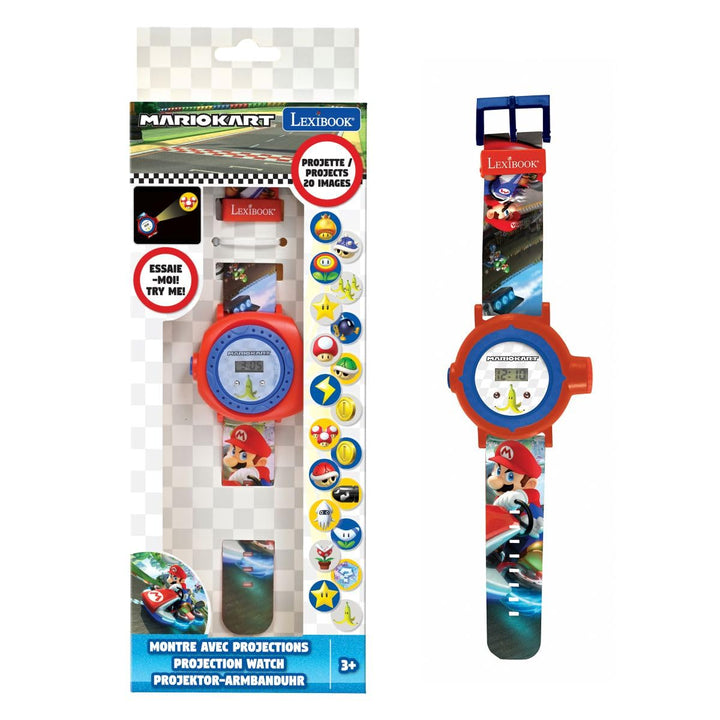 Lexibook - Nintendo Mario Kart Einstellbare Digitale Projektionsuhr - 20 Bilder Mario Kart - für Kin