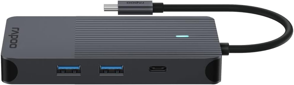 Rapoo UCM-2005 USB-C Multiport Adapter 10-in-1, 100W Power Delievery, 2x 4K HDMI, 1 Gbps LAN, 1 USB-