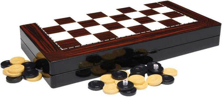 PrimoLiving Deluxe Holz Backgammon Set Porto – 25,5 x 26,4 cm - inklusive Schachbrett S Porto, S Por