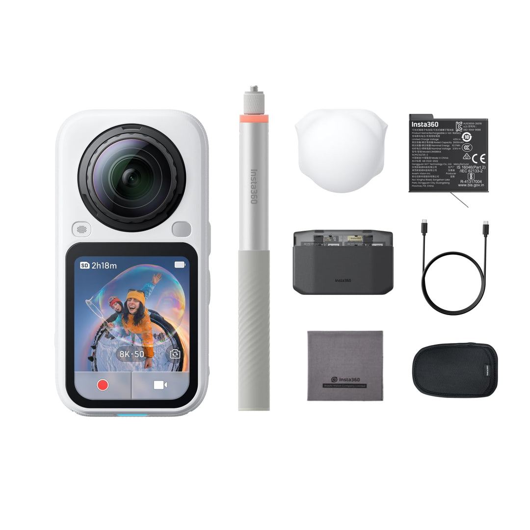 Insta360 X6 Essentials-Bundle – 8K 360 Grad Kamera mit 1/1,1"-Sensoren Polarweiss Essentials-Bundle,