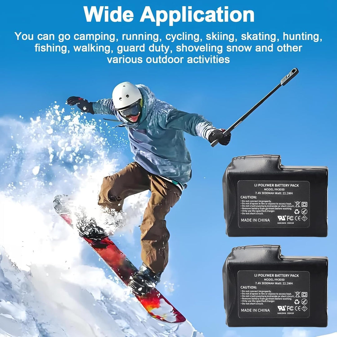 2 Stück 7,4 V 3000 mAh 22,2 Wh Li-Polymer-Akku für b-eheizte Handschuhe, Socken, Mützen, be-heizte S