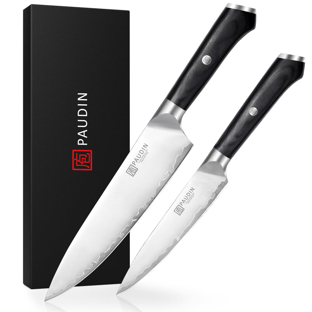 PAUDIN Messerset 2 teilig Küchenmesser Set Kochmesser 20 cm und Allzweckmesser 12,7 cm profi scharf