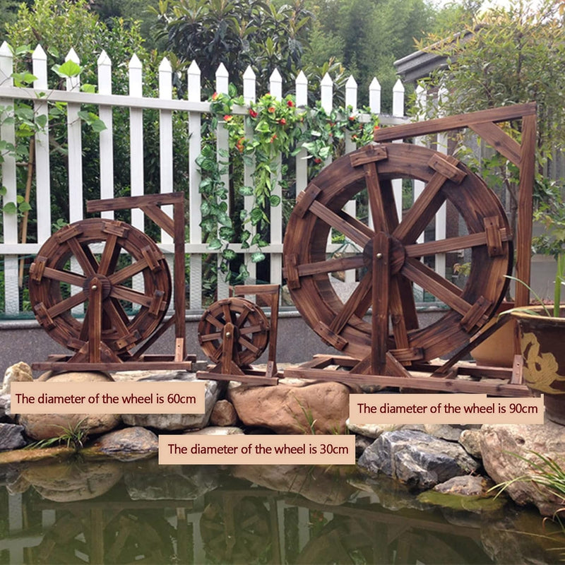 Holz Wasserrad Wasserspiel Wassermühle Garten Brunnen Gartendekoration Water Fountain Wasserfall gar