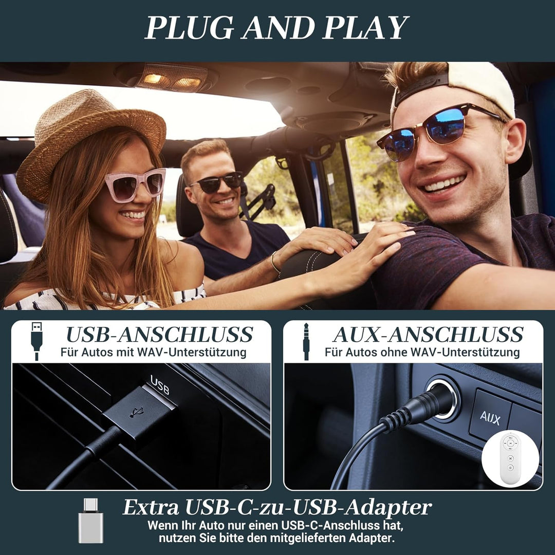 CD Player für Auto mit USB/AUX-Anschluss - Externer Universal Auto CD Player für PKW LKW, Extra USB-