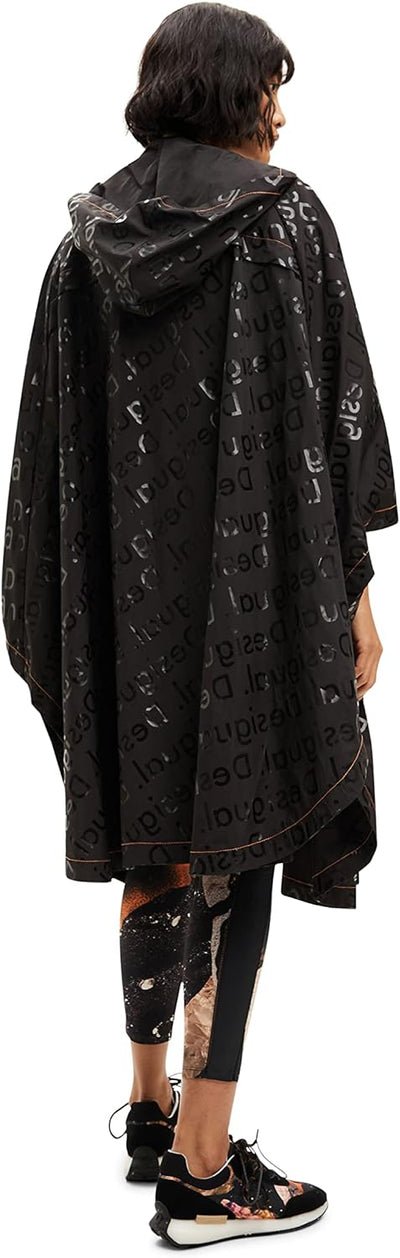 Desigual Damen Poncho_colorama Colima, 2000 Black PONCHO, Schwarz, Einheitsgrösse EU